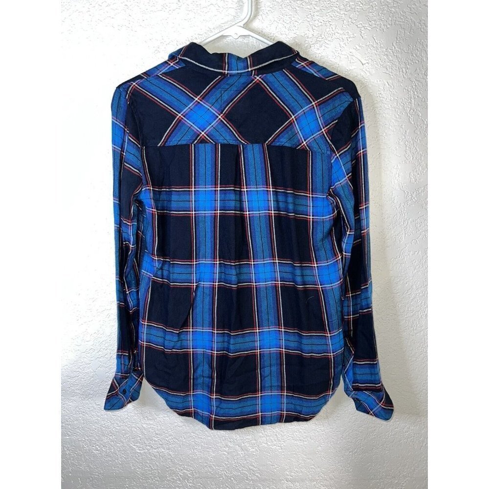 Rails Button Front Collared Flannel Blue Plaid To… - image 6
